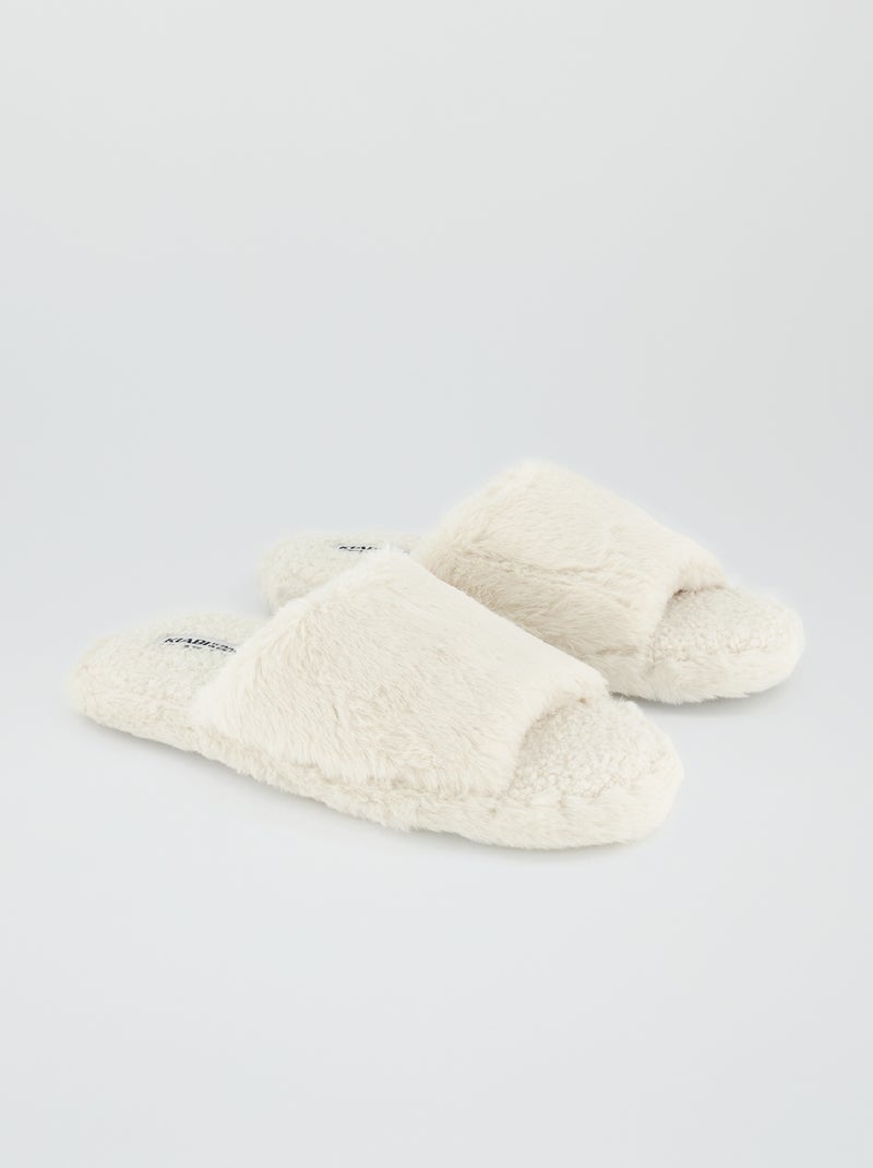 Zapatillas de casa destalonadas de borreguito Blanco - Kiabi