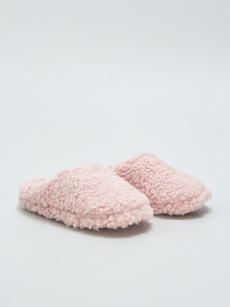 Zapatillas de casa destalonadas de borreguito ROSA - Kiabi