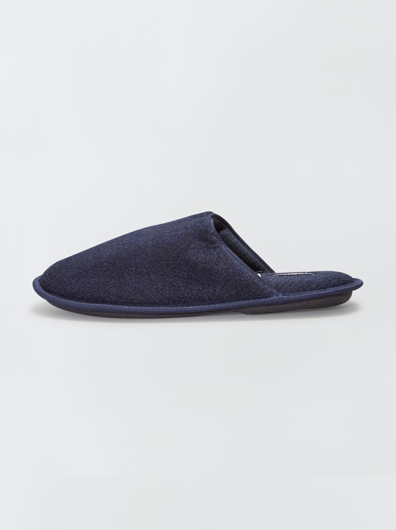 Zapatillas de casa destalonadas de fieltro azul - Kiabi