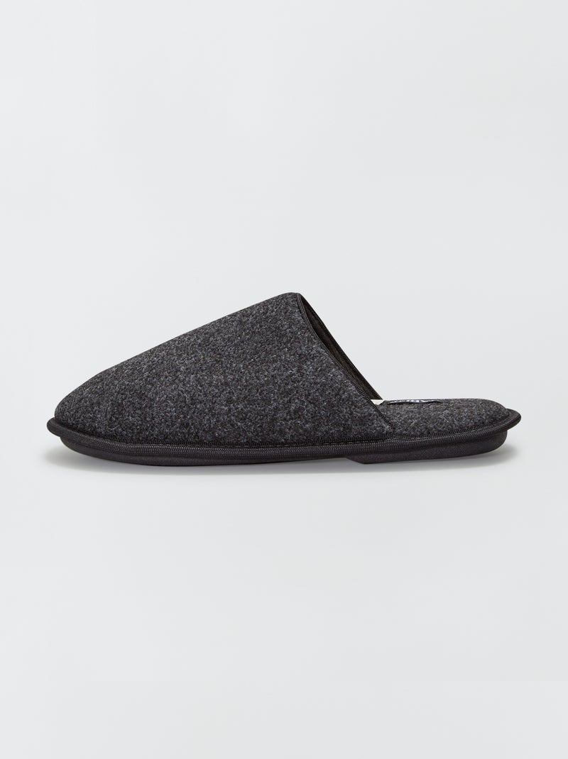 Zapatillas de casa destalonadas de fieltro gris oscuro - Kiabi