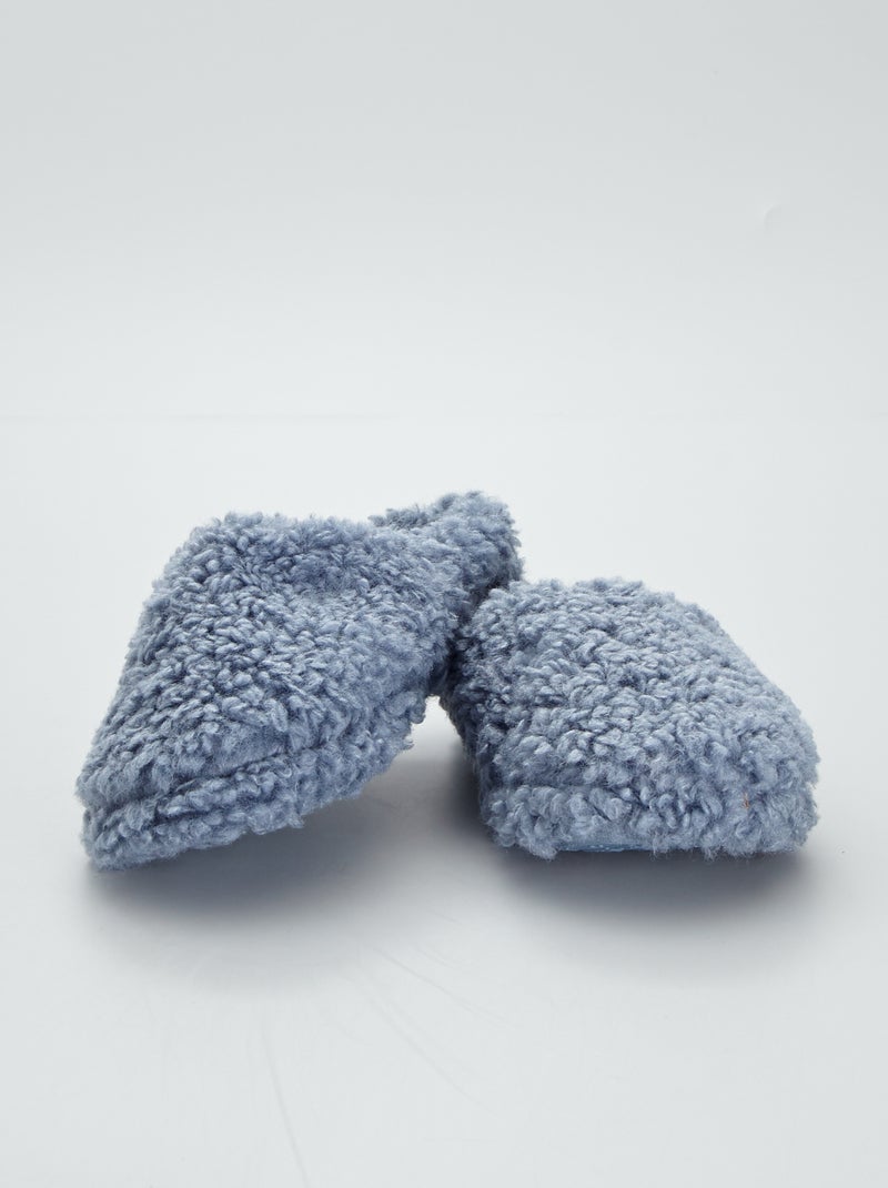 Zapatillas de casa destalonadas de pelo de borreguito azul - Kiabi