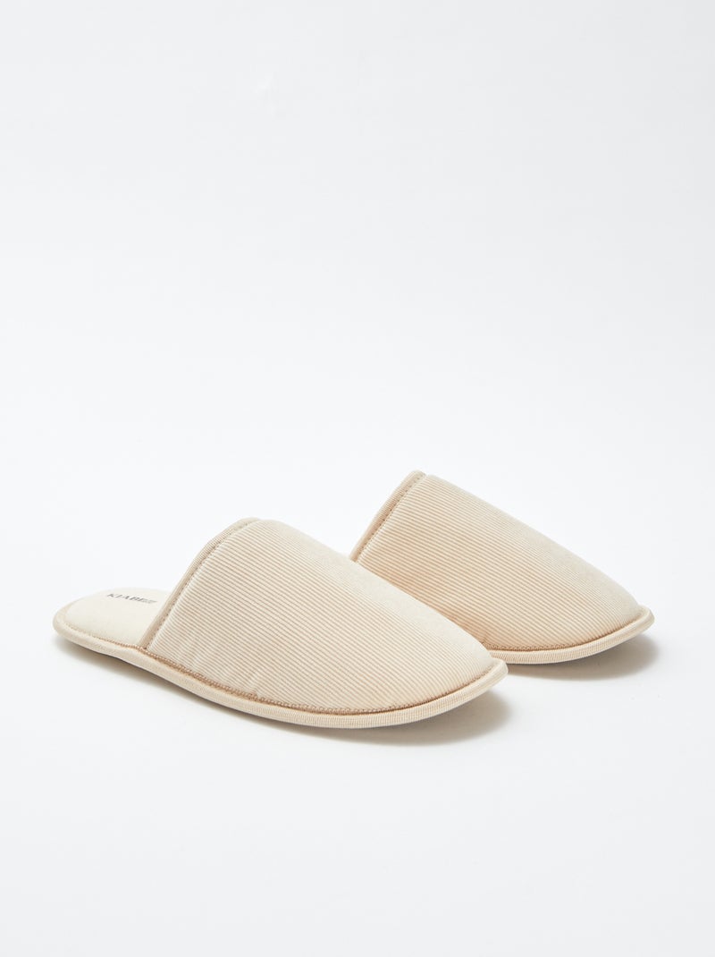 Zapatillas de casa destalonadas de terciopelo Beige - Kiabi