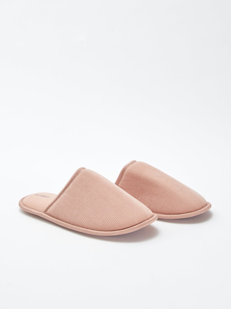 Zapatillas de casa destalonadas de terciopelo Rosa - Kiabi