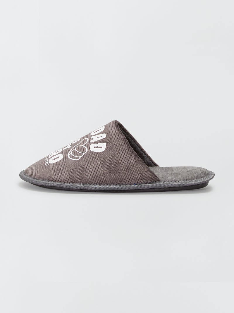 Zapatillas de casa destalonadas 'My dad is a hero' gris - Kiabi