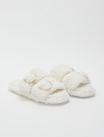 Zapatillas de casa doble tira con forro
