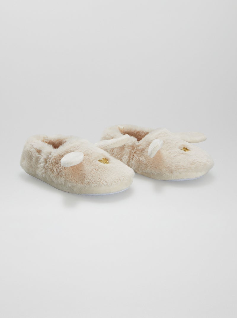 Zapatillas de casa elásticas de animal BEIGE - Kiabi