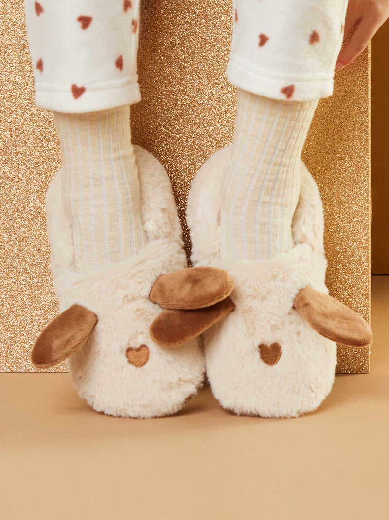 Zapatillas de casa elásticas de animal MARRON - Kiabi