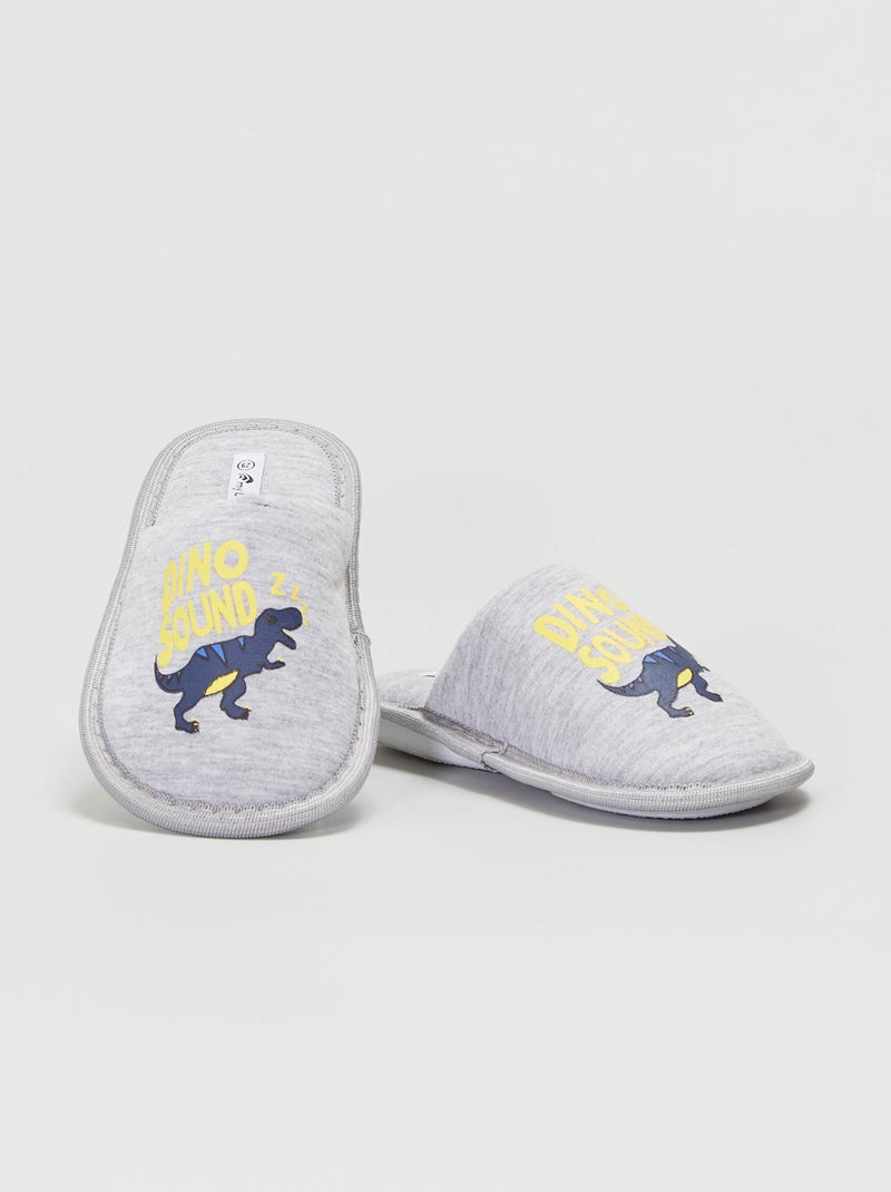 Zapatillas de casa estampadas 'Dino Sound' gris - Kiabi