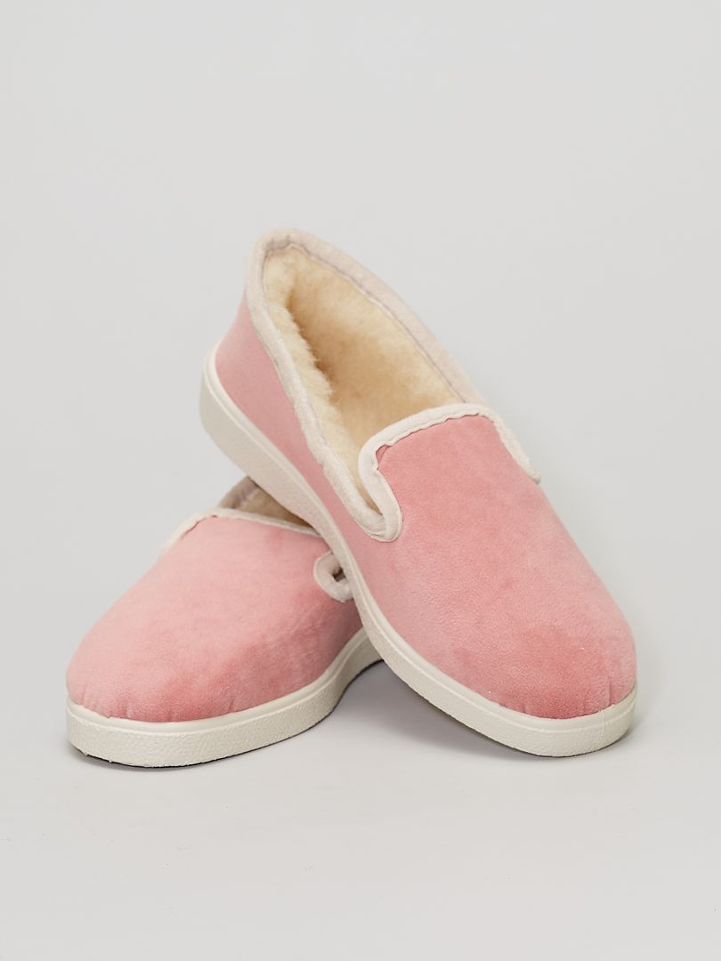Zapatillas de casa forradas de lana rosa - Kiabi