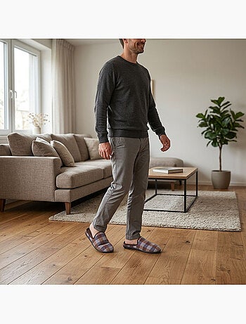 Zapatillas de casa Hombre Mula Cálidas Antideslizantes Confort OZABI