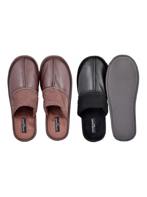 Zapatillas de casa hombre OLIVER GRANT Pack de 2 - Kiabi Zapatillas de casa hombre OLIVER GRANT Pack de 2 - Kiabi