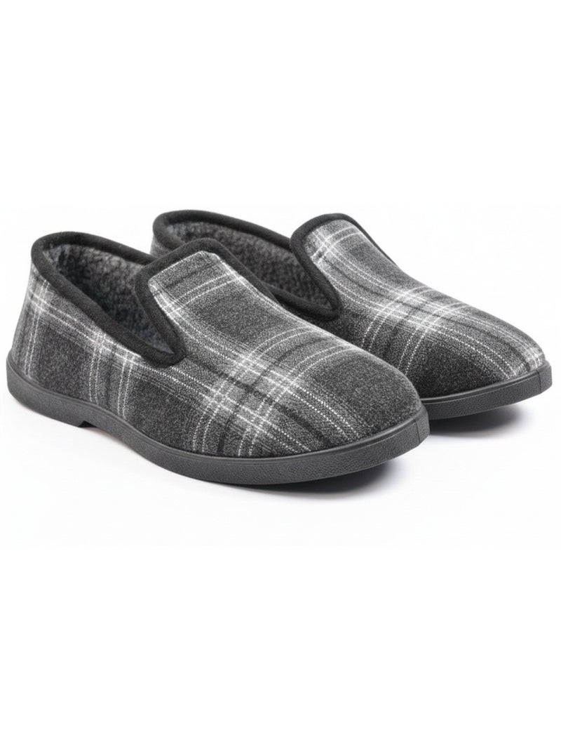 Zapatillas de casa hombre ozabi antideslizantes a cuadros, suela extraíble Azul antracita - Kiabi