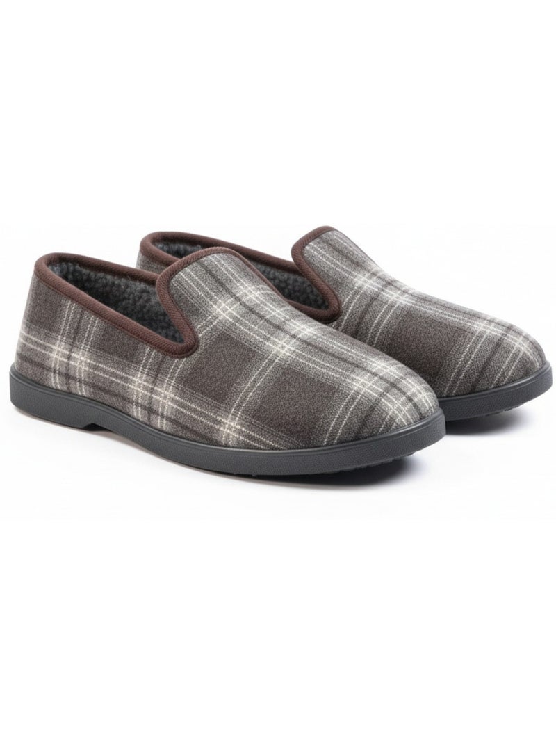 Zapatillas de casa hombre ozabi antideslizantes a cuadros, suela extraíble Marrón - Kiabi