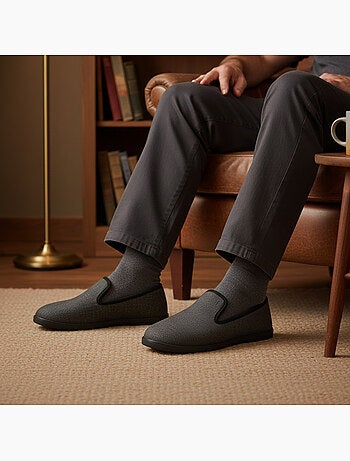 Zapatillas de casa hombre ozabi antideslizantes a cuadros, suela extraíble