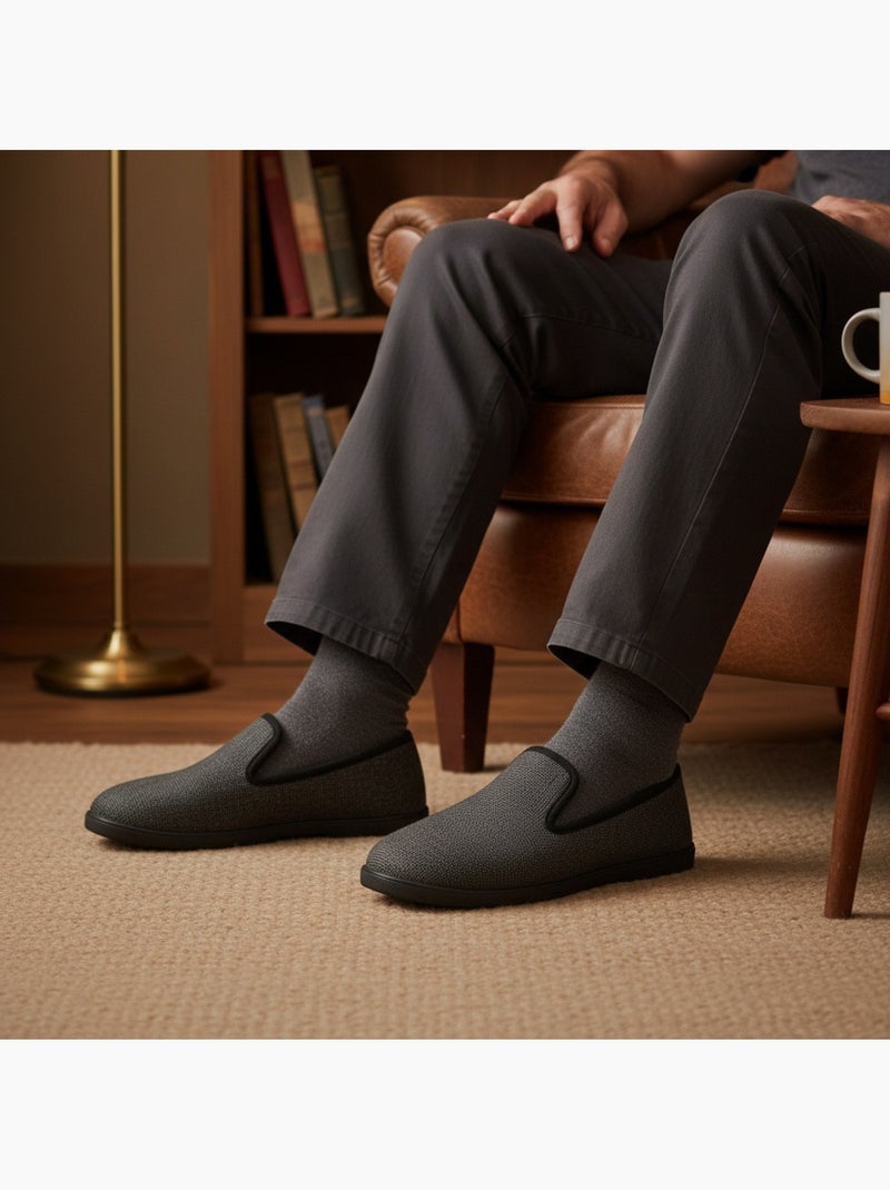 Zapatillas de casa hombre ozabi antideslizantes a cuadros, suela extraíble Negro - Kiabi
