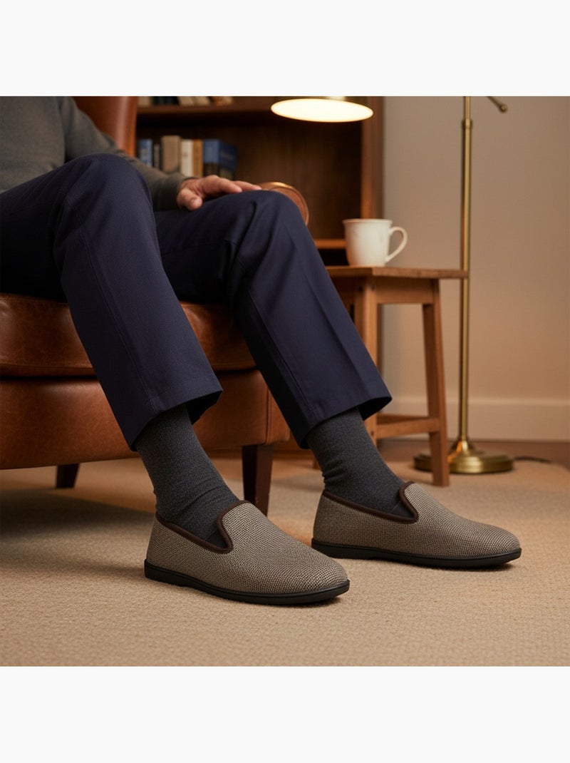 Zapatillas de casa hombre ozabi antideslizantes a cuadros, suela extraíble Tiza - Kiabi