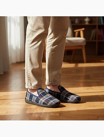Zapatillas de casa hombre ozabi charentaises cuadros escoceses