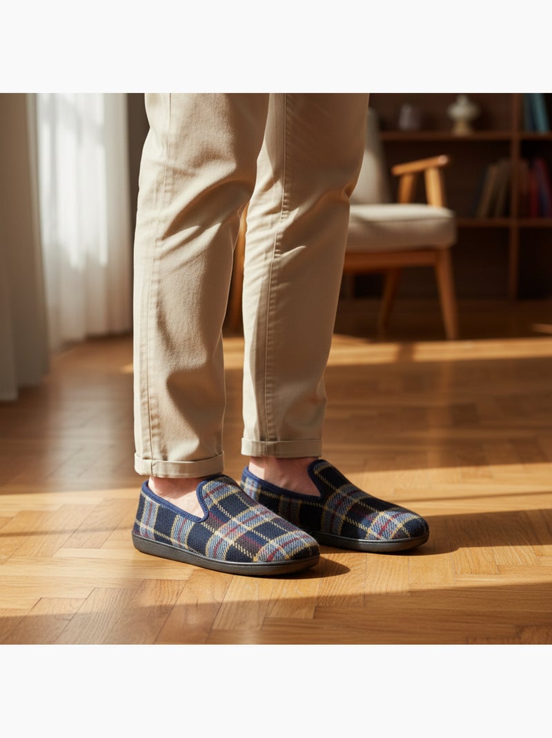 Zapatillas de casa hombre ozabi charentaises cuadros escoceses Azul - Kiabi