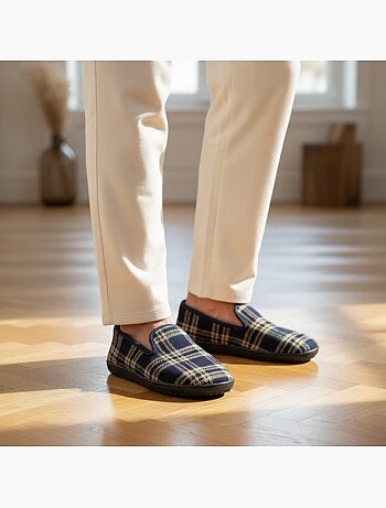 Zapatillas de casa hombre ozabi charentaises cuadros escoceses