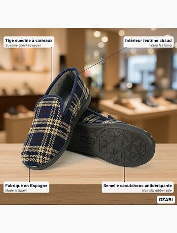 Zapatillas de casa hombre ozabi charentaises cuadros escoceses