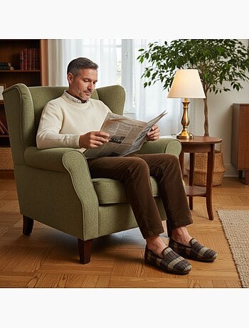 Zapatillas de casa hombre ozabi charentaises cuadros escoceses