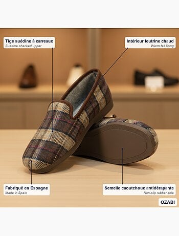 Zapatillas de casa hombre ozabi charentaises cuadros escoceses