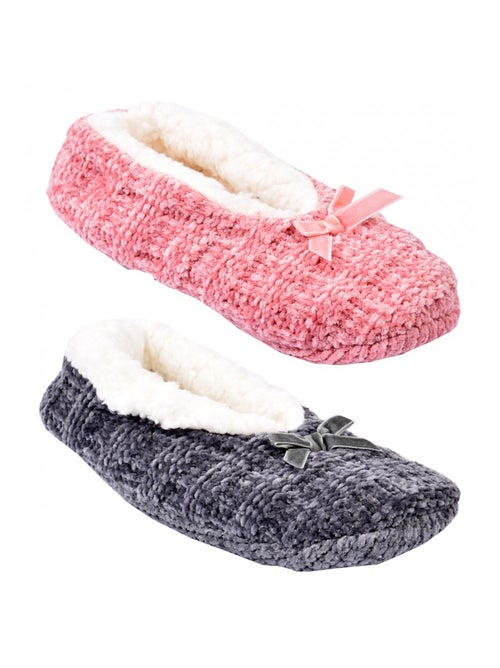Zapatillas de casa mujer CASA AND CO pack de 2 - Kiabi Zapatillas de casa mujer CASA AND CO pack de 2 - Kiabi