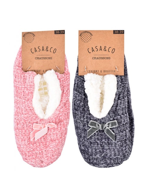 Zapatillas de casa mujer CASA AND CO pack de 2 - Kiabi Zapatillas de casa mujer CASA AND CO pack de 2 - Kiabi