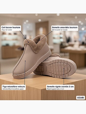 Zapatillas de casa mujer invierno nórdicas, altas tobillo, suela antideslizante