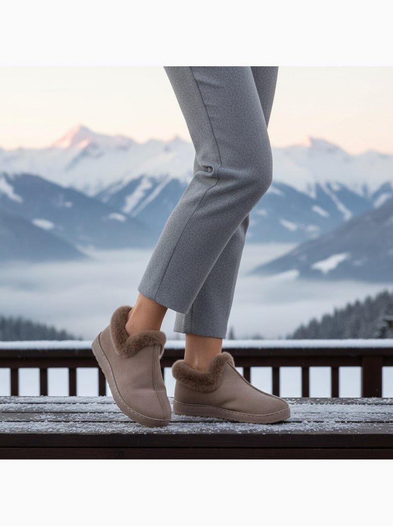 Zapatillas de casa mujer invierno nórdicas, altas tobillo, suela antideslizante Marrón - Kiabi