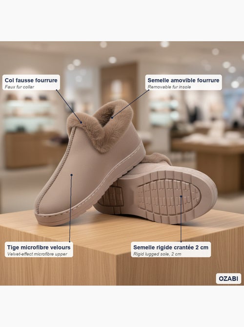 Zapatillas de casa mujer invierno nórdicas, altas tobillo, suela antideslizante - Kiabi