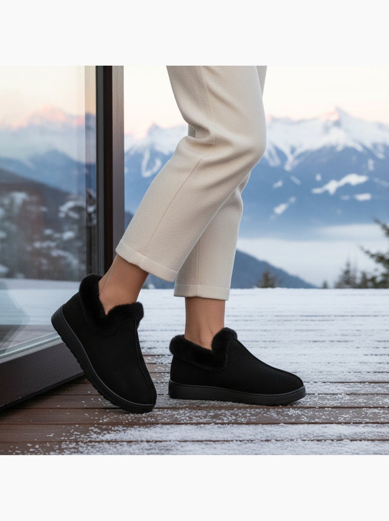Zapatillas de casa mujer invierno nórdicas, altas tobillo, suela antideslizante Negro - Kiabi