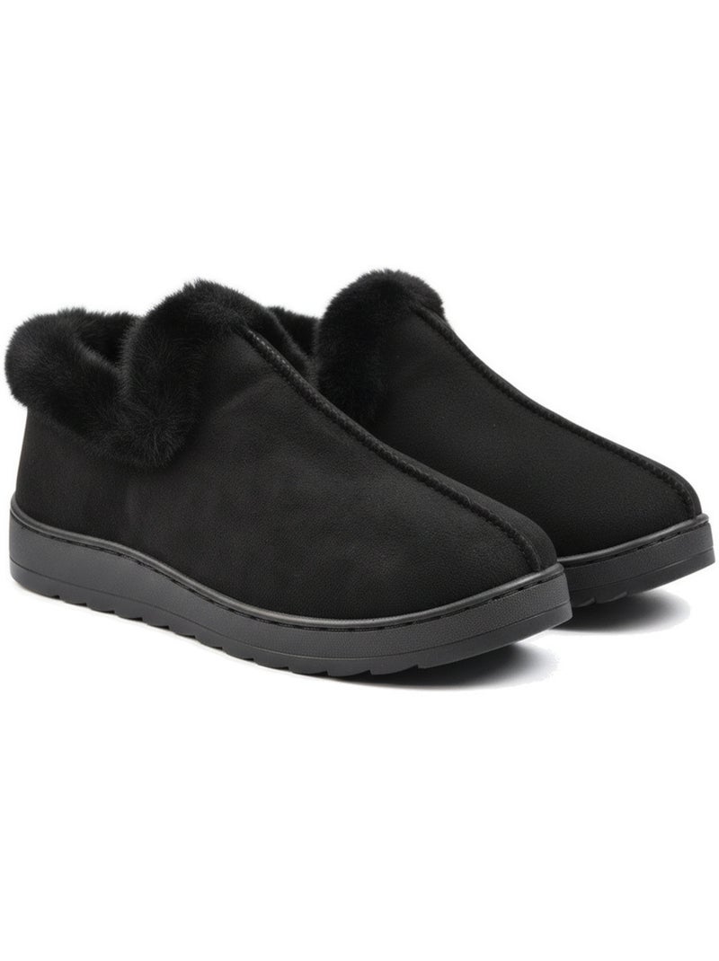 Zapatillas de casa mujer invierno nórdicas, altas tobillo, suela antideslizante Negro - Kiabi