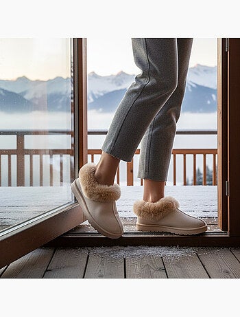 Zapatillas de casa mujer invierno nórdico, suela acanalada interior exterior ozabi
