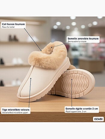 Zapatillas de casa mujer invierno nórdico, suela acanalada interior exterior ozabi