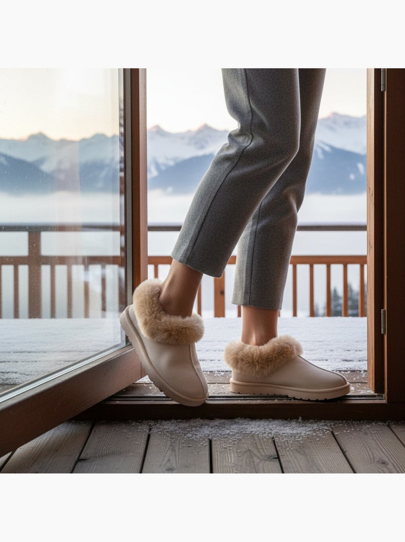 Zapatillas de casa mujer invierno nórdico, suela acanalada interior exterior ozabi Beige - Kiabi