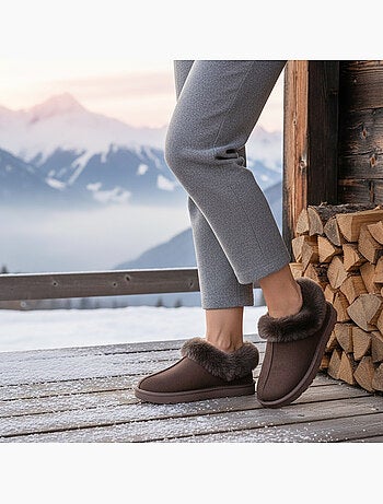 Zapatillas de casa mujer invierno nórdico, suela acanalada interior exterior ozabi