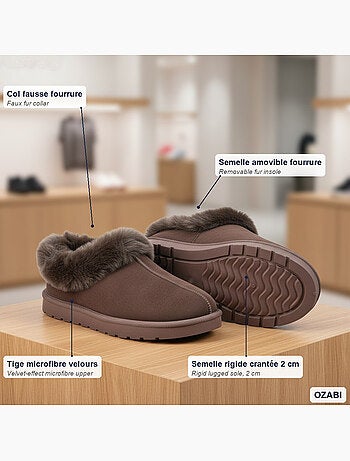 Zapatillas de casa mujer invierno nórdico, suela acanalada interior exterior ozabi