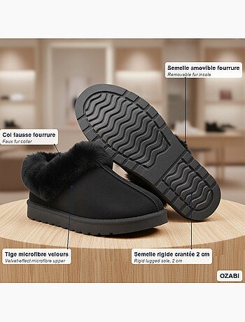 Zapatillas de casa mujer invierno nórdico, suela acanalada interior exterior ozabi