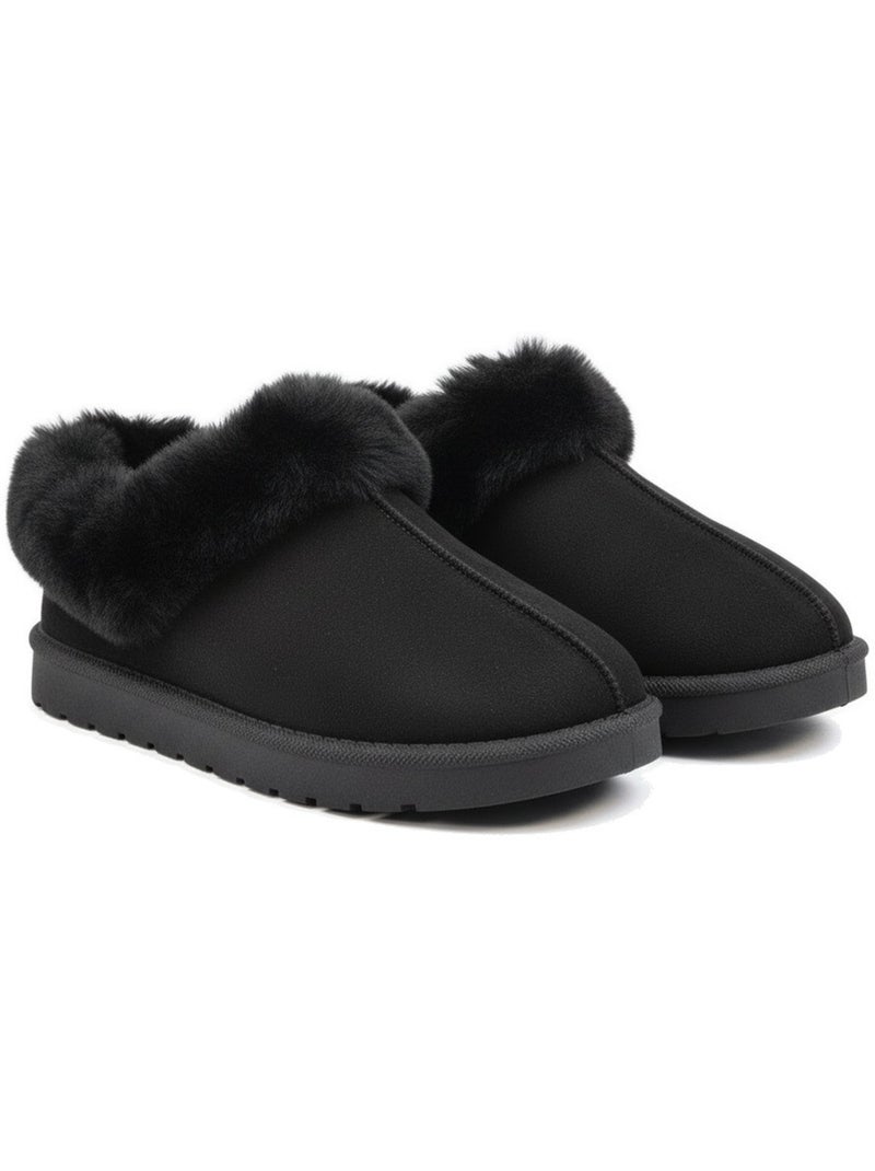 Zapatillas de casa mujer invierno nórdico, suela acanalada interior exterior ozabi Negro - Kiabi