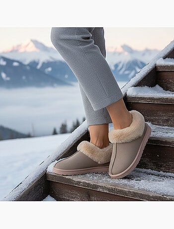 Zapatillas de casa mujer invierno nórdico, suela acanalada interior exterior ozabi