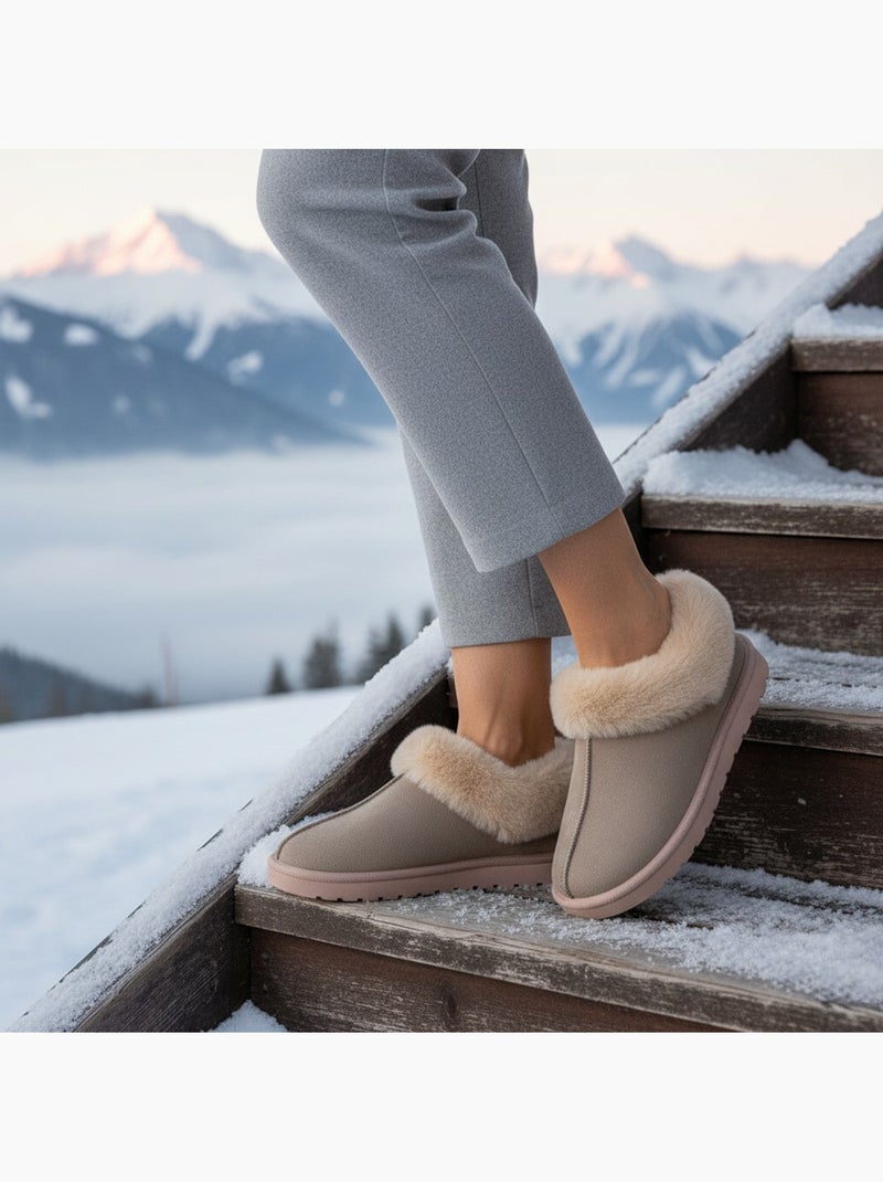 Zapatillas de casa mujer invierno nórdico, suela acanalada interior exterior ozabi Taupe - Kiabi