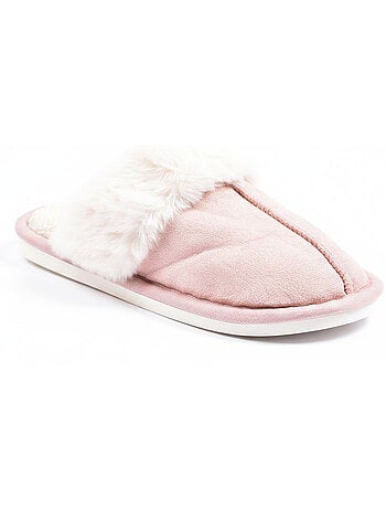 Zapatillas de casa mujer ozabi abiertas, ante sintético, cuello piel
