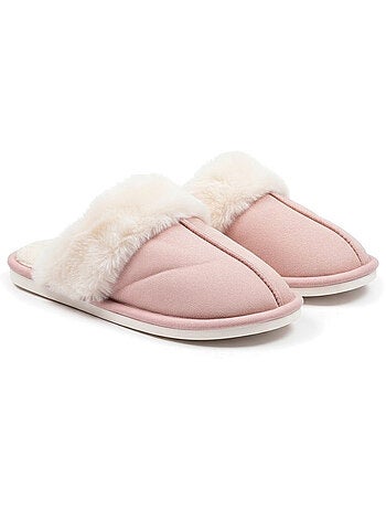 Zapatillas de casa mujer ozabi abiertas, ante sintético, cuello piel