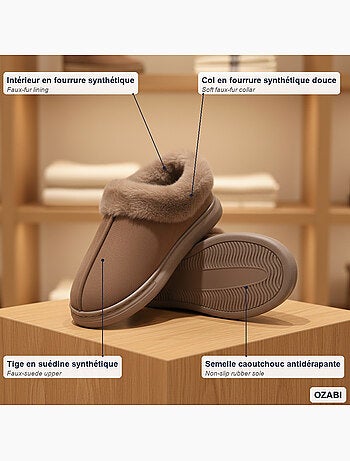 Zapatillas de casa mujer ozabi cerradas, ante sintético, cuello peluche
