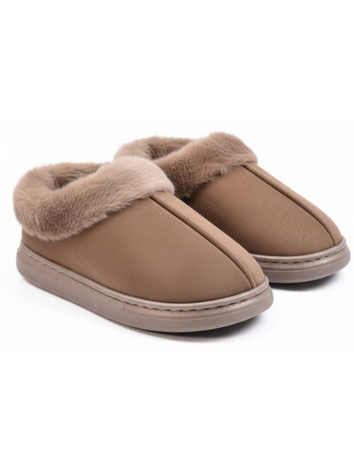 Zapatillas de casa mujer ozabi cerradas, ante sintético, cuello peluche - Kiabi