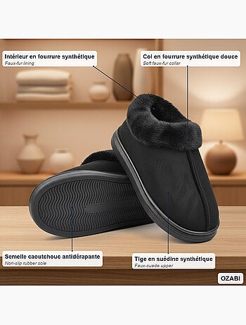 Zapatillas de casa mujer ozabi cerradas, ante sintético, cuello peluche