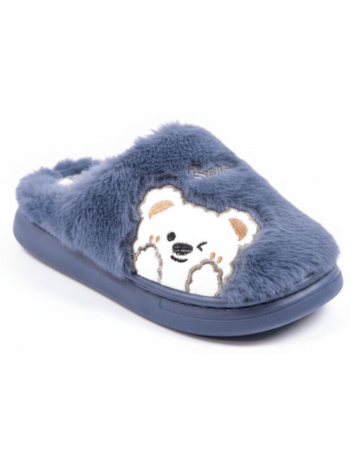 Zapatillas de casa mujer ozabi, peluche sintética, oso bordado - Kiabi Zapatillas de casa mujer ozabi, peluche sintética, oso bordado - Kiabi