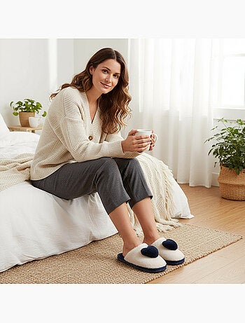 Zapatillas de casa mujer ozabi piel sintética corazón 3d