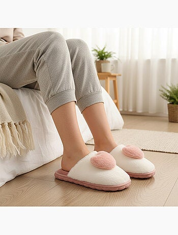 Zapatillas de casa mujer ozabi piel sintética corazón 3d